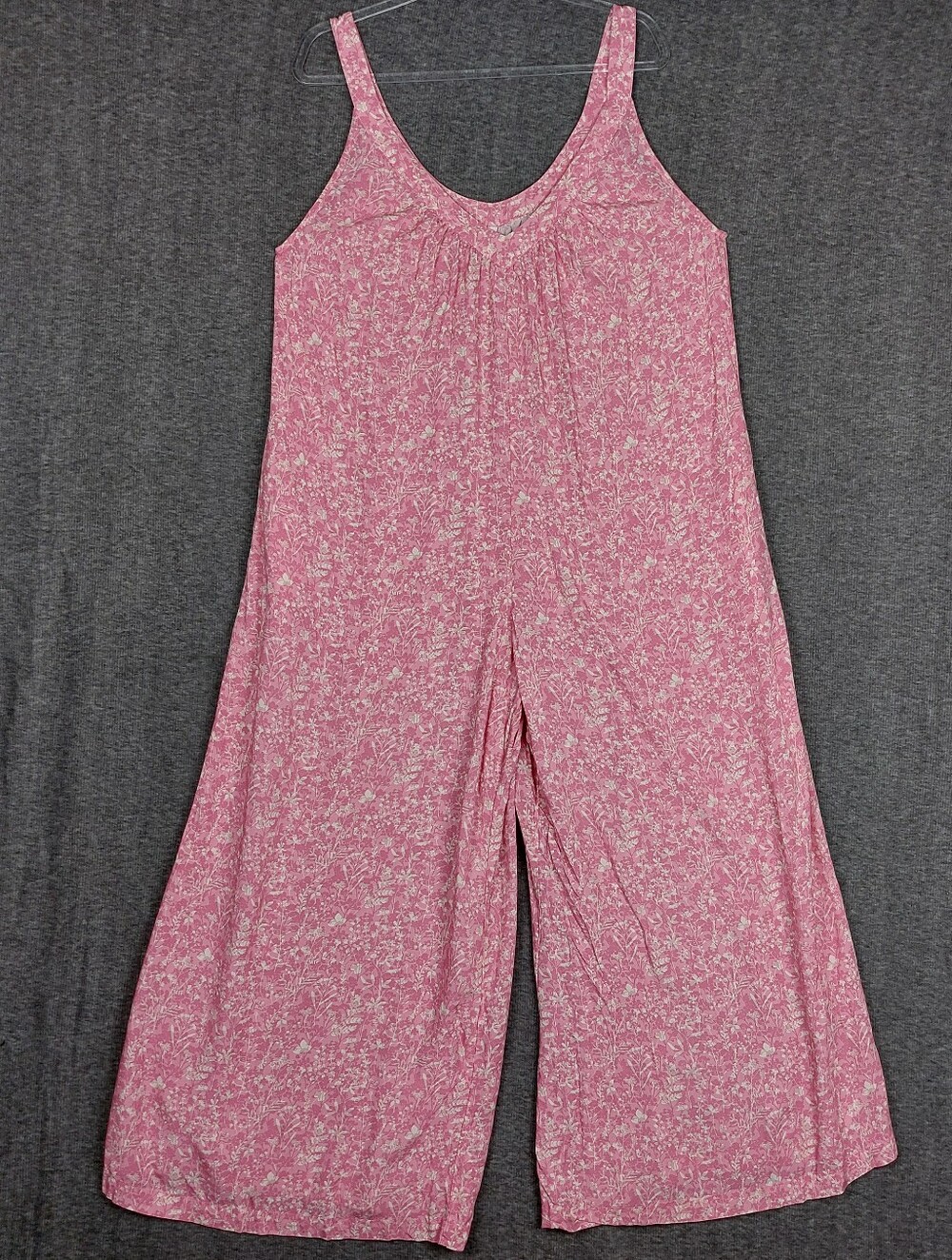 COMPONENT WOMEN PINK WHITE MICRO FLORAL WIDE LEG SLEEVELESS JUMPSUIT OVERALLS XL